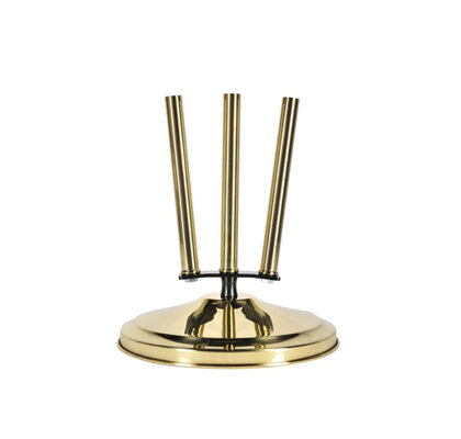 Base d'intérieur en laiton doré pour 3 hampes