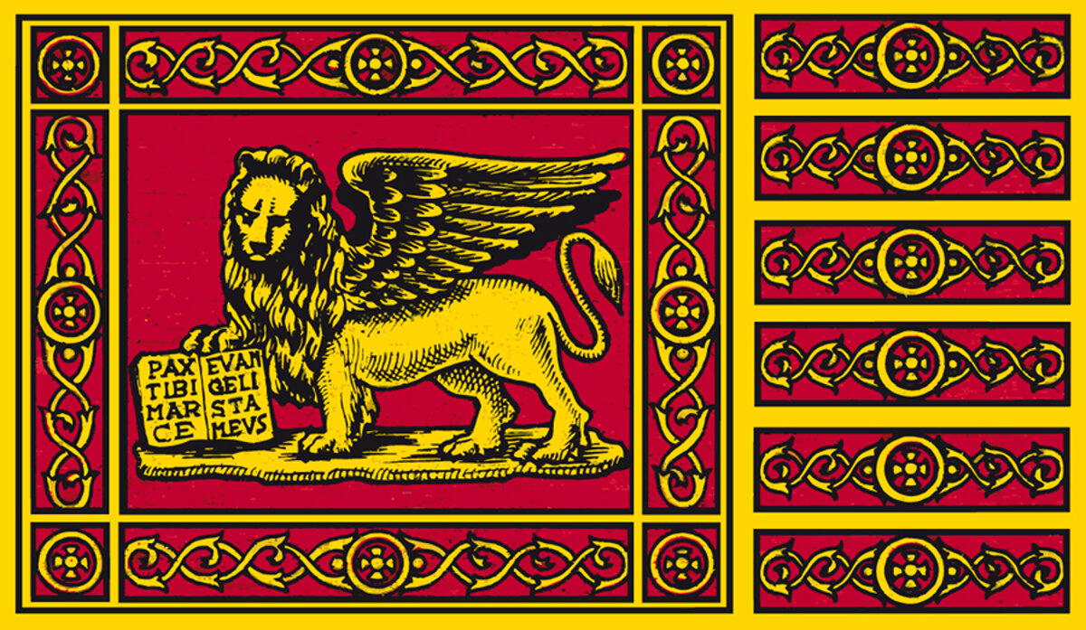 Drapeau Veneto 140x100 Cm - Lion De Saint Marc Venise En Polyester, Neuf Avec étiquettes