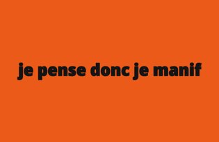 Drapeau Je pense donc je manif