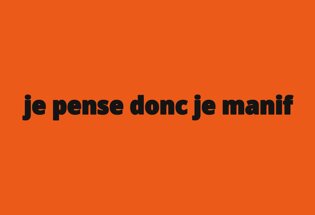 Drapeau Je pense donc je manif