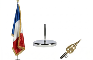 Kit éco pour intérieur à 1 hampe avec drapeau en satin