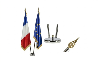 Kit éco pour intérieur à 2 hampes avec drapeaux en satin