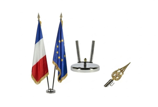 Kit éco pour intérieur à 2 hampes avec drapeaux en satin