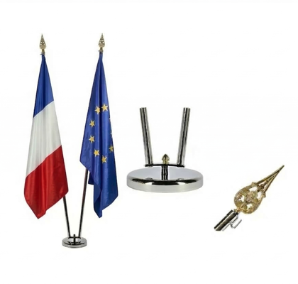 kit éco 2 hampes + drapeaux nationaux