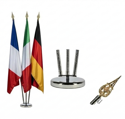kit éco 3 hampes + drapeaux nationaux